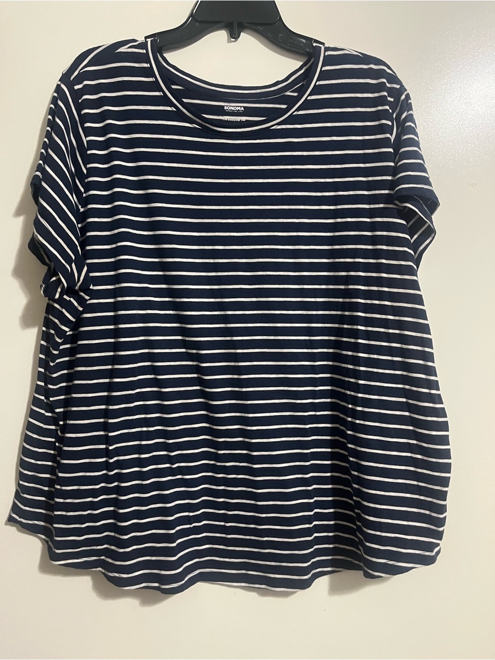 Sonoma Navy and White Striped Short Sleeve Tee